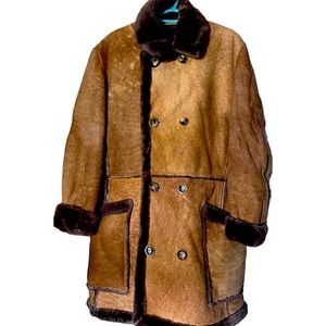 VINTAGE MARLBORO MAN STYLE SHEARLING COAT! Lambskin Abercrombie &fitch